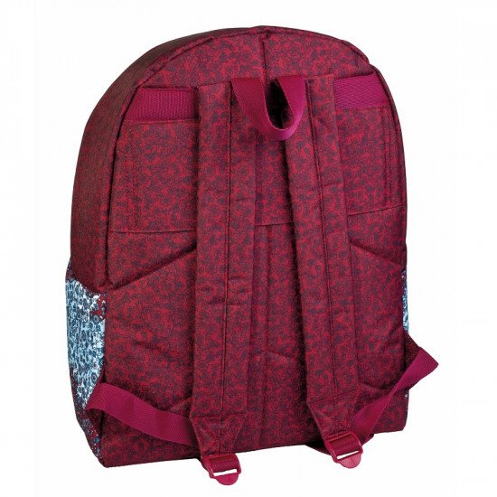 School Backpack Burgundy and Navy Roses BUSQUETS Small Pocket School Backpack Burgundy and Navy Roses BUSQUETS Small Pocket