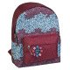 School Backpack Burgundy and Navy Roses BUSQUETS Small Pocket School Backpack Burgundy and Navy Roses BUSQUETS Small Pocket