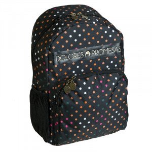 School Backpack Dolores Promesas Black Dotted BUSQUETS Big Pocket