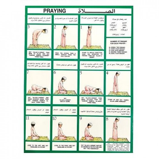 Educational Poster Stand For Ablution And Prayer For Girls And Boys, 40 Sheets