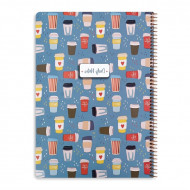  Spiral Notebook KESKIN Lined 100 Sheets A4 Cups Several Colors