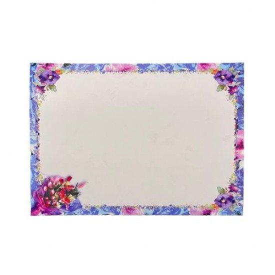 Certificate Paper With a Light Blue Decorated Frame And a Red Bouquet 25 Sheets Certificate Paper With a Light Blue Decorated Frame And a Red Bouquet 25 Sheets
