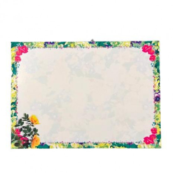 Certificate Paper With a Green Frame And Yellow Flowers 25 Sheets