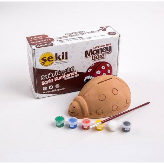 Pottery Set Ladybug Money Box With Paint And Brush SEKIL