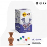 Pottery Set Flower Vase With Colors And Brush SEKIL