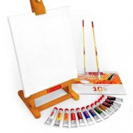 A Set Of 12 Oil Colors Tube a Stand, a Canvas Palette, And Two Prushes TALENS ART CREATION 