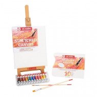 A Set Of 12 Acrylic Colors Tube a Stand, a Canvas Palette, And Two Prushes TALENS ART CREATION 