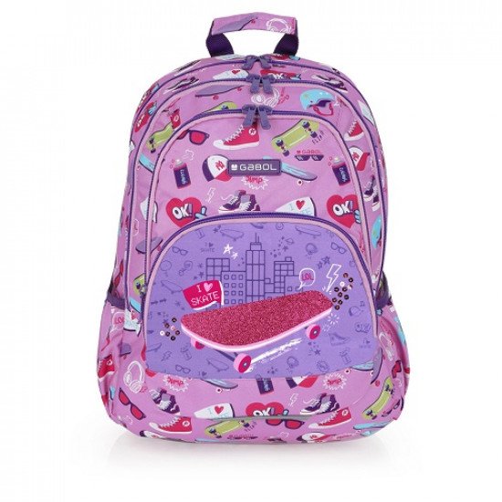 School Backpack Roller Skate Pink And Purple 3 Zippers GABOL School Backpack Roller Skate Pink And Purple 3 Zippers GABOL