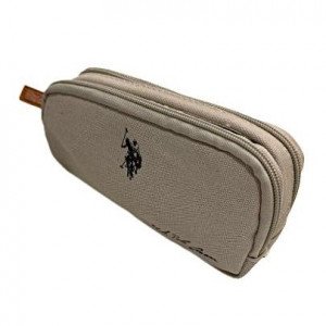 School Pencil Case With Two Zippers Beige U.S. POLO ASSN