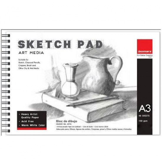 كراسة رسم فحم ورصاص A3 بسلك 40 ورقة 150 جرام ايزومارس كراسة رسم فحم ورصاص A3 بسلك 40 ورقة 150 جرام ايزومارس