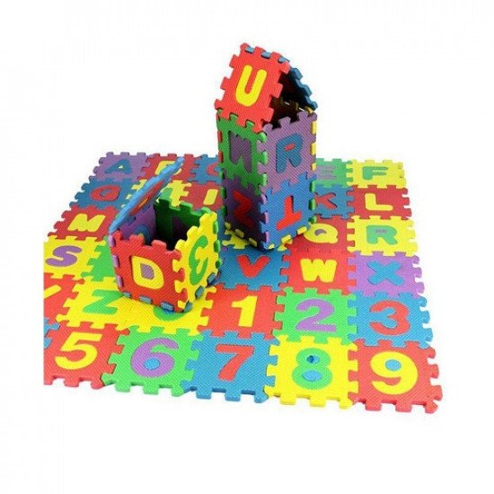 EVA Puzzle English Letters and Numbers 8x8 cm Foam Sponge