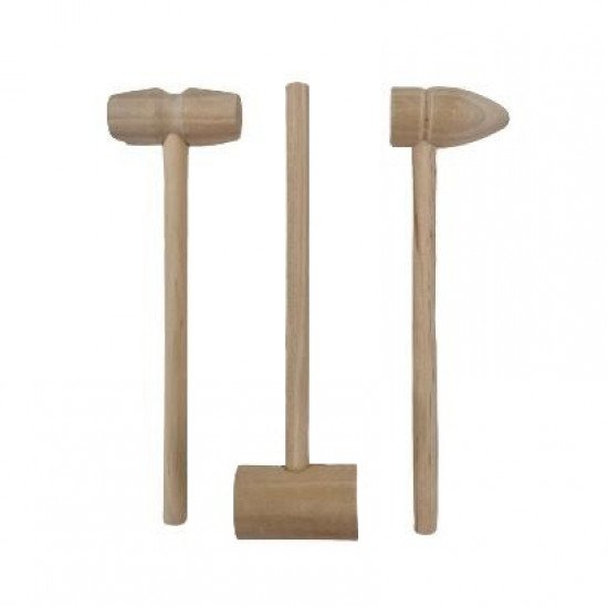 Small Wood Hammer BABY 3 Pieces Assorted