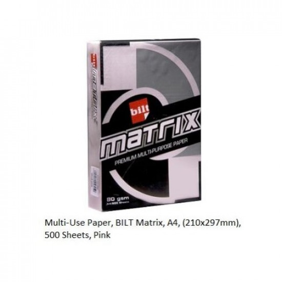 A4 Pink Copy Paper Bilt Matrix 500 Sheets, 80 Grams
