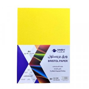  Copy Paper Bristol A4 SIMBA 100 Sheets Yellow 180 Grams