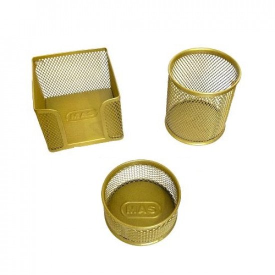 Desk Set 3 Pieces Of Metal Gold Mesh MAS Desk Set 3 Pieces Of Metal Gold Mesh MAS