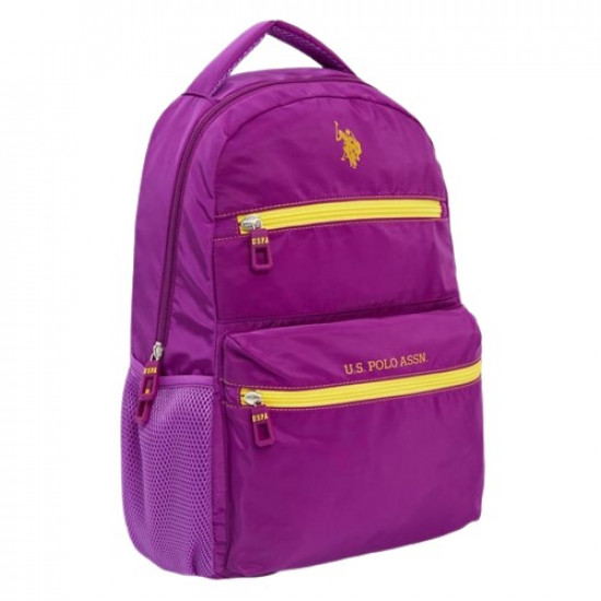 School Backpack Purple With Two Yellow zippers Pocket U.S. POLO ASSN