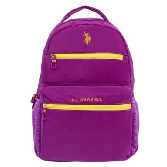 School Backpack Purple With Two Yellow zippers Pocket U.S. POLO ASSN