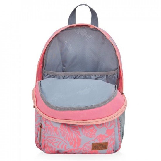 School Backpack Gray Floral Pink With Two zippers And Pocket U.S. POLO ASSN