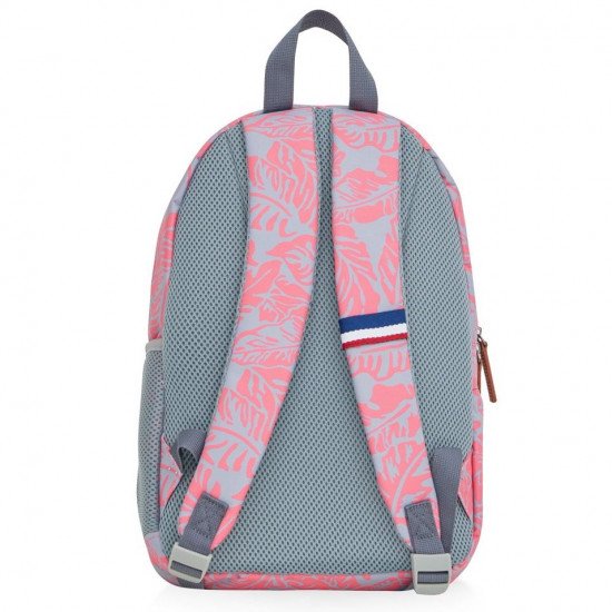 School Backpack Gray Floral Pink With Two zippers And Pocket U.S. POLO ASSN