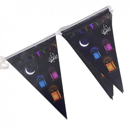 زينة حبل مثلثات رمضان كريم اسود 2.5 متر زينة حبل مثلثات رمضان كريم اسود 2.5 متر
