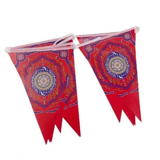 زينة حبل مثلثات رمضان احمر 2.5 متر شكل 2 زينة حبل مثلثات رمضان احمر 2.5 متر شكل 2