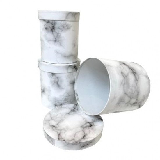 Cylindrical Gift Box Set Of 3 Sizes, Marble Cylindrical Gift Box Set Of 3 Sizes, Marble