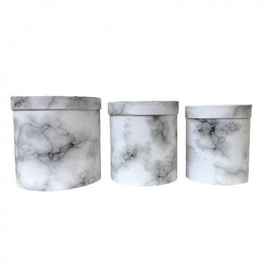 Cylindrical Gift Box Set Of 3 Sizes, Marble Cylindrical Gift Box Set Of 3 Sizes, Marble