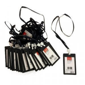 Plastic Name Card Holder Black  11 x 6.5 mm With Rope