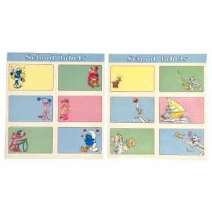 The Pink Panther Smurfs and Tom and Jerry Name Stickers