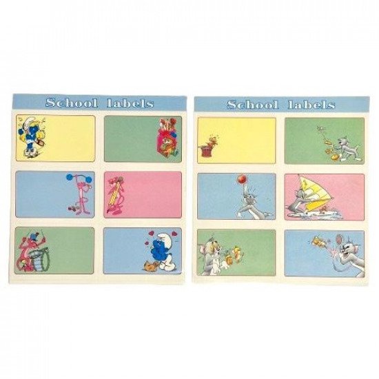 The Pink Panther Smurfs and Tom and Jerry Name Stickers