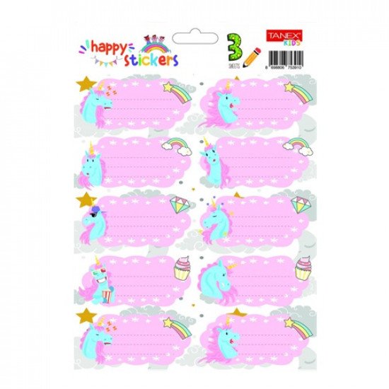 School Labels TANEX 10 Pcs Unicorn carton 
