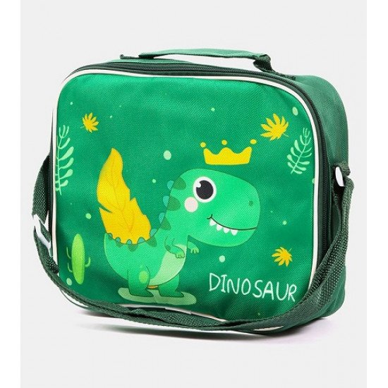 Lunch Box Set With a Bottle Green Dinosaur Print Lunch Box Set With a Bottle Green Dinosaur Print