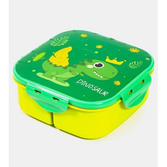 Lunch Box Set With a Bottle Green Dinosaur Print Lunch Box Set With a Bottle Green Dinosaur Print