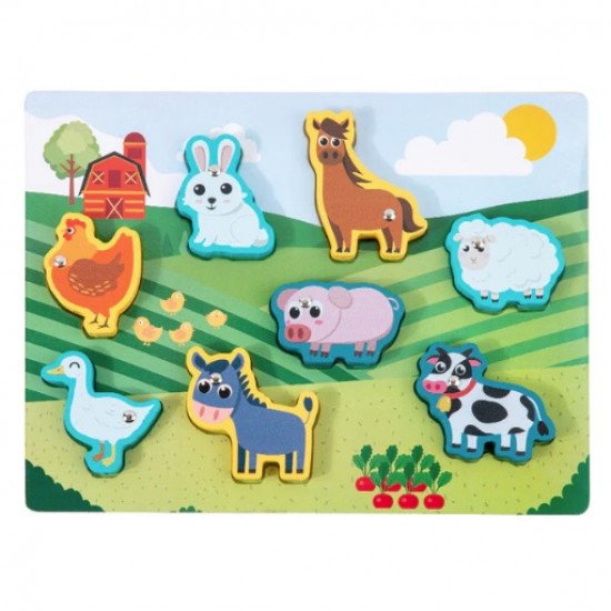 Wooden Learning Board For Multiple Activities Farm Animals Double-Sided Wooden Learning Board For Multiple Activities Farm Animals Double-Sided