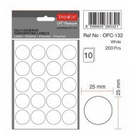 Office Label TANEX White Circles 25 mm