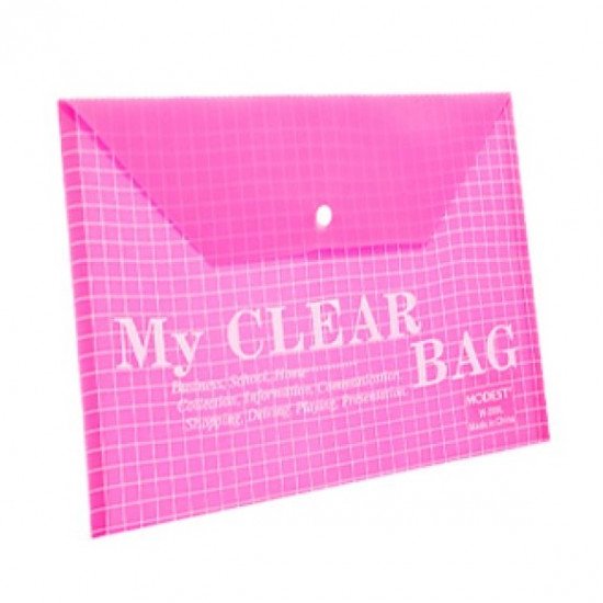 Foolscap Check Shape Document Holder With Click Lock, Pink