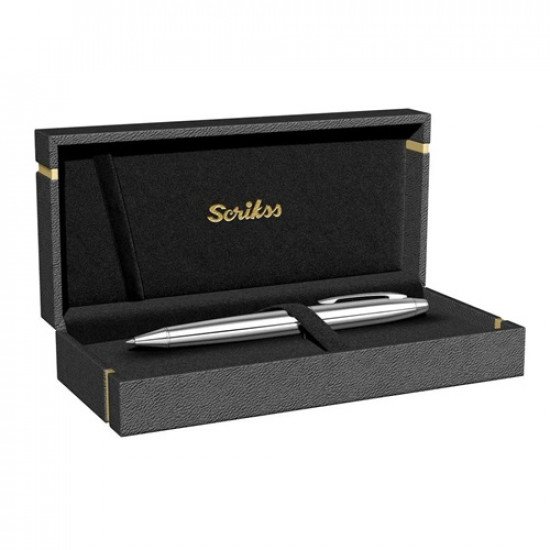 Ballpoint Pen SCRIKSS 35 Silver Chrome Blue Ink