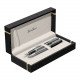 Set Pen Fountain and Ballpoint SCRIKSS 477 Pera Silver Wavy and Black Chrome Blue Ink