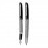 Set Pen Fountain and Ballpoint SCRIKSS 477 Pera Silver Wavy and Black Chrome Blue Ink