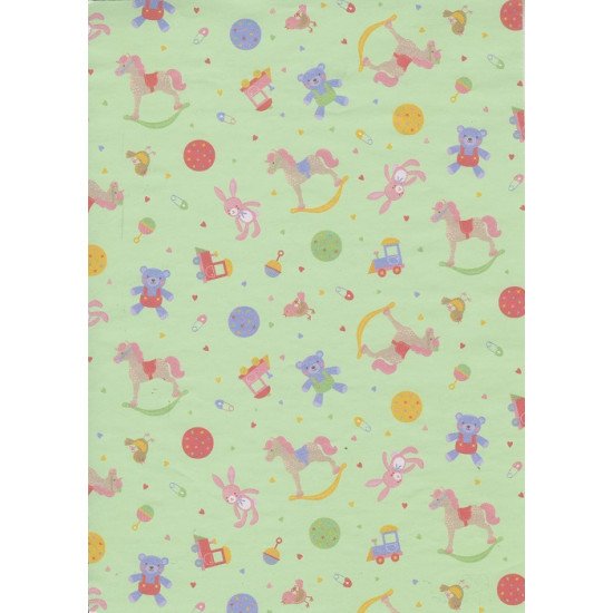 Children's Gift Wrapping Paper 2m x 70cm Children's Games Green Children's Gift Wrapping Paper 2m x 70cm Children's Games Green