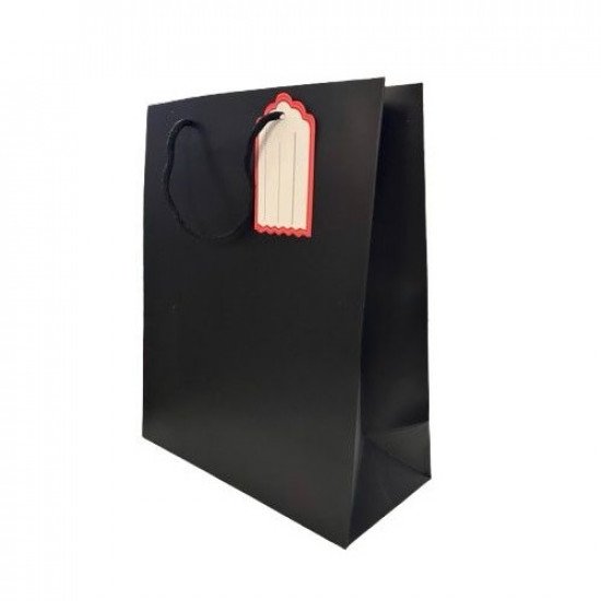 Gift Bag Paper With Ticket 32x26x12 cm Black Gift Bag Paper With Ticket 32x26x12 cm Black
