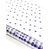 لفة سلوفان شفاف قلوب بنفسجية 36.5 متر × 70 سم