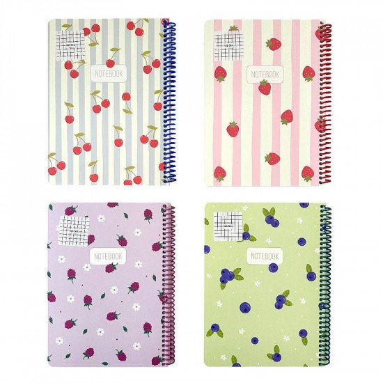 Wire Notebook Squares KESKIN 100 Sheets B5 Berries Design Wire Notebook Squares KESKIN 100 Sheets B5 Berries Design