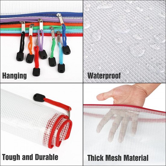 A5 Document Folder with Zipper Plastic Transparent Mesh