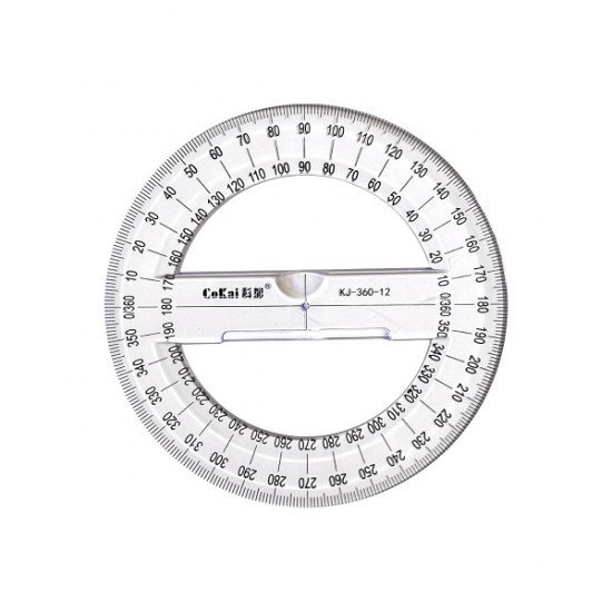 Circular Protractor 360° degree Transparent 12 cm Diameter COKAI Circular Protractor 360° degree Transparent 12 cm Diameter COKAI