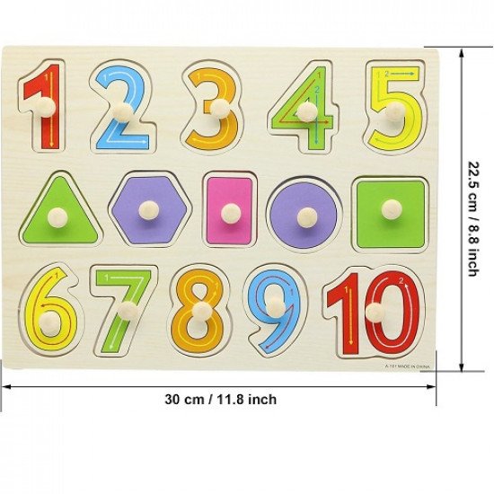 Educational Wooden Children's Toy English Numbers And Geometric Shapes
