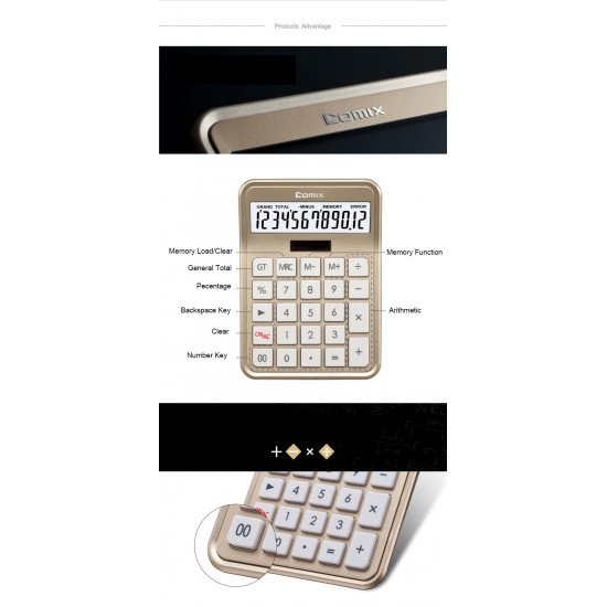 الة حاسبه مكتبيه وردي مكونه من 12 رقماً كوميكس C-8s الة حاسبه مكتبيه وردي مكونه من 12 رقماً كوميكس C-8s