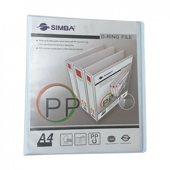 Ring Binder SIMBA 4 Binders 3 Inch (75mm) White A4 Ring Binder SIMBA 4 Binders 3 Inch (75mm) White A4