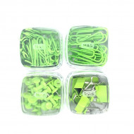 Boxes of Push Pins, Binder Clips, and Paper Clips MAS Green