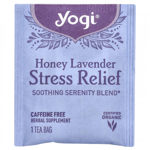 Stress Relief Tea, Lavender Honey, Caffeine Free, 16 Tea Bags, 1.02oz (29g) Stress Relief Tea, Lavender Honey, Caffeine Free, 16 Tea Bags, 1.02oz (29g)